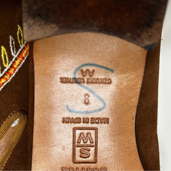 Women’s Stubbs & Wootton Brown Suede Embroidered Loafers SIZE 9AA Rare - Picture 6 of 11